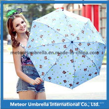 Allover Bear Printing Promotion Gift Soleil et pluie Weather Compact Folding Umbrella Flower Shape Parasol